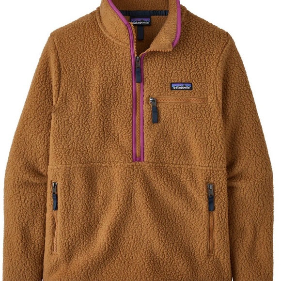 Patagonia Women's Retro Pile Fleece Marsupial Nest Brown with Amaranth Pink - Picture 1 of 15